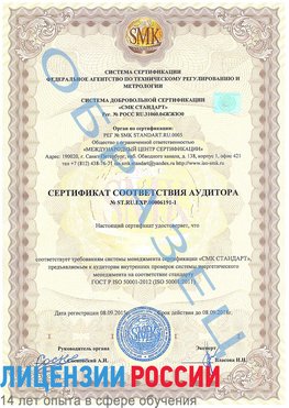 Образец сертификата соответствия аудитора №ST.RU.EXP.00006191-1 Гуково Сертификат ISO 50001